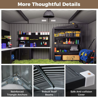 Outdoor Storage Shed Large Utility Tool House with 4 Air Vents