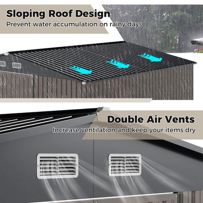Outdoor Storage Shed Large Utility Tool House with 4 Air Vents