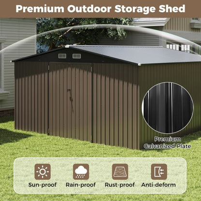 Outdoor Storage Shed Large Utility Tool House with 4 Air Vents