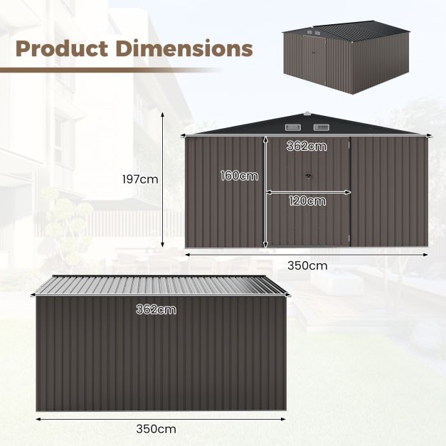 Outdoor Storage Shed Large Utility Tool House with 4 Air Vents