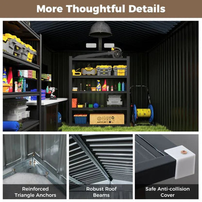 Outdoor Storage Shed Large Utility Tool House with Top Sloping Design