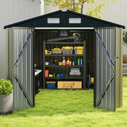 Outdoor Storage Shed Large Utility Tool House with Top Sloping Design
