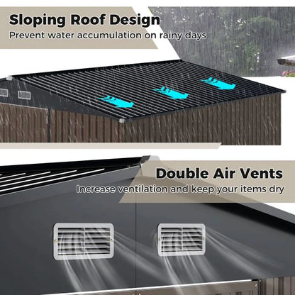 Outdoor Storage Shed Large Utility Tool House with Top Sloping Design