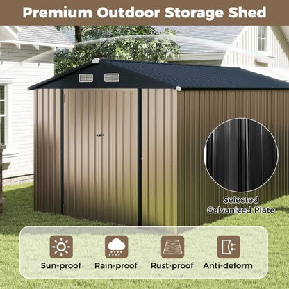 Outdoor Storage Shed Large Utility Tool House with Top Sloping Design