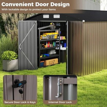 Outdoor Storage Shed Large Utility Tool House with Top Sloping Design