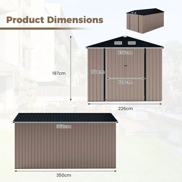 Outdoor Storage Shed Large Utility Tool House with Top Sloping Design