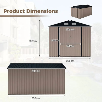 Outdoor Storage Shed Large Utility Tool House with Top Sloping Design