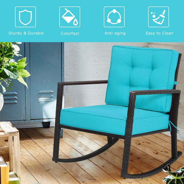 Outdoor Wicker Rocking Chair with Heavy-Duty Steel Frame