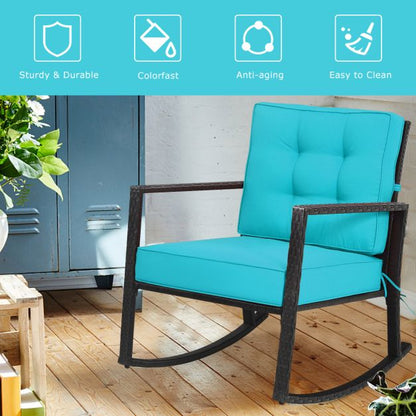 Outdoor Wicker Rocking Chair with Heavy-Duty Steel Frame