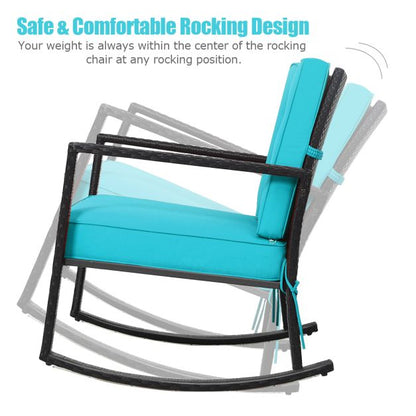 Outdoor Wicker Rocking Chair with Heavy-Duty Steel Frame