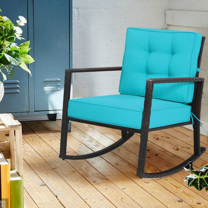 Outdoor Wicker Rocking Chair with Heavy-Duty Steel Frame