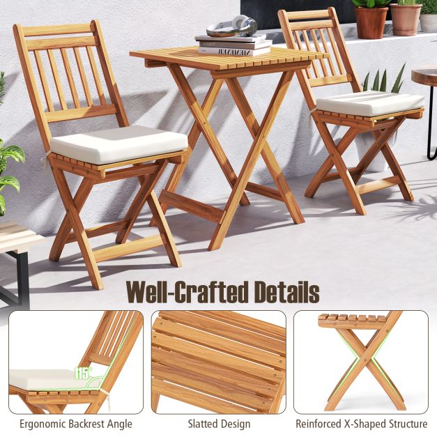 3 Pieces Outdoor Acacia Wood Bistro Set