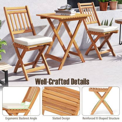 3 Pieces Outdoor Acacia Wood Bistro Set