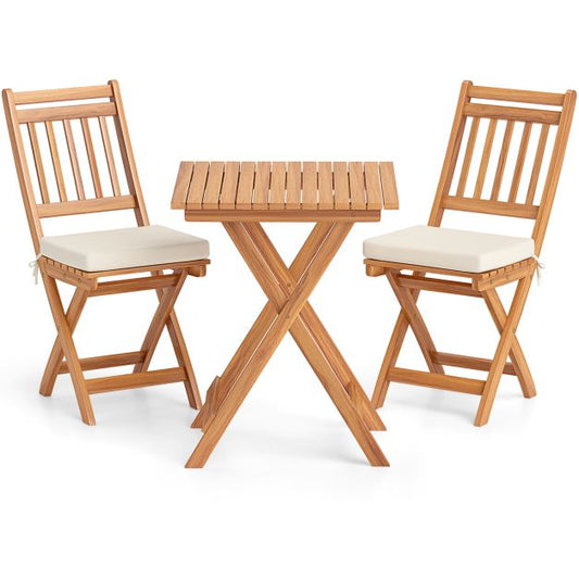3 Pieces Outdoor Acacia Wood Bistro Set