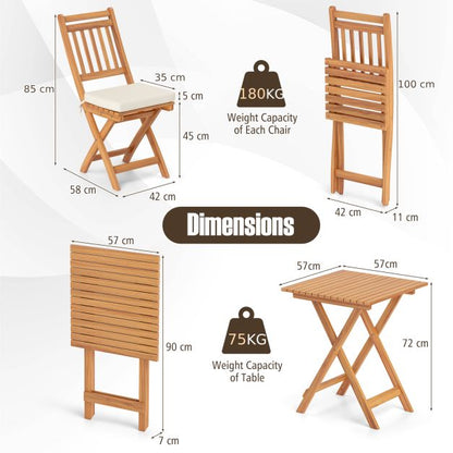 3 Pieces Outdoor Acacia Wood Bistro Set