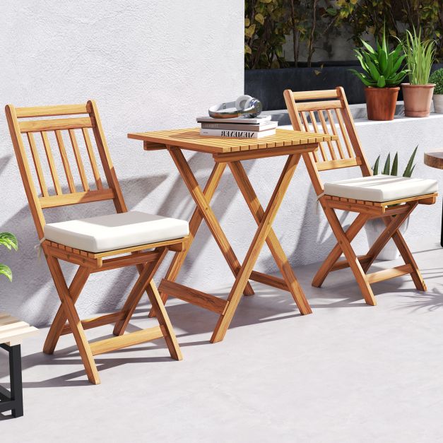 3 Pieces Outdoor Acacia Wood Bistro Set