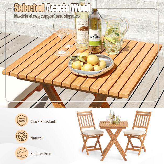 3 Pieces Outdoor Acacia Wood Bistro Set