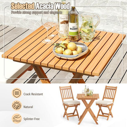 3 Pieces Outdoor Acacia Wood Bistro Set