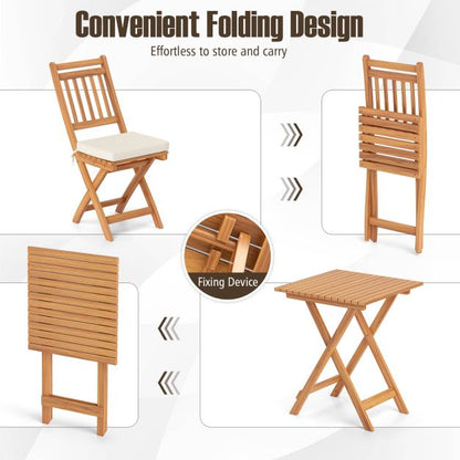 3 Pieces Outdoor Acacia Wood Bistro Set