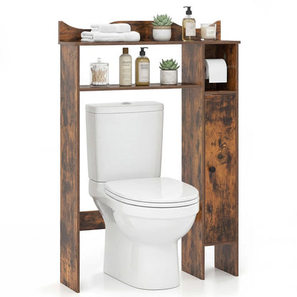 Over Toilet Storage Cabinet with Paper Holder and Removable Shelves for Bathroom