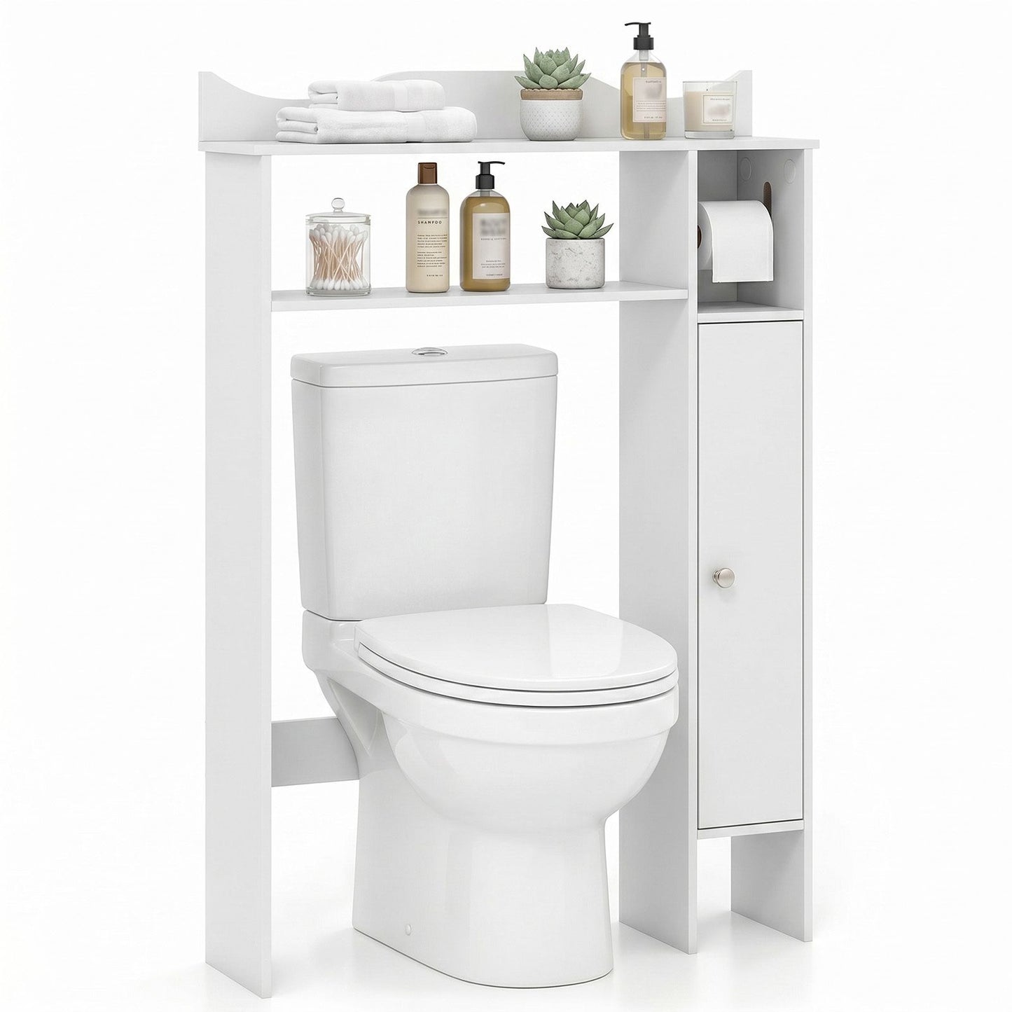 Over Toilet Storage Cabinet with Paper Holder and Removable Shelves for Bathroom