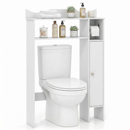 Over Toilet Storage Cabinet with Paper Holder and Removable Shelves for Bathroom
