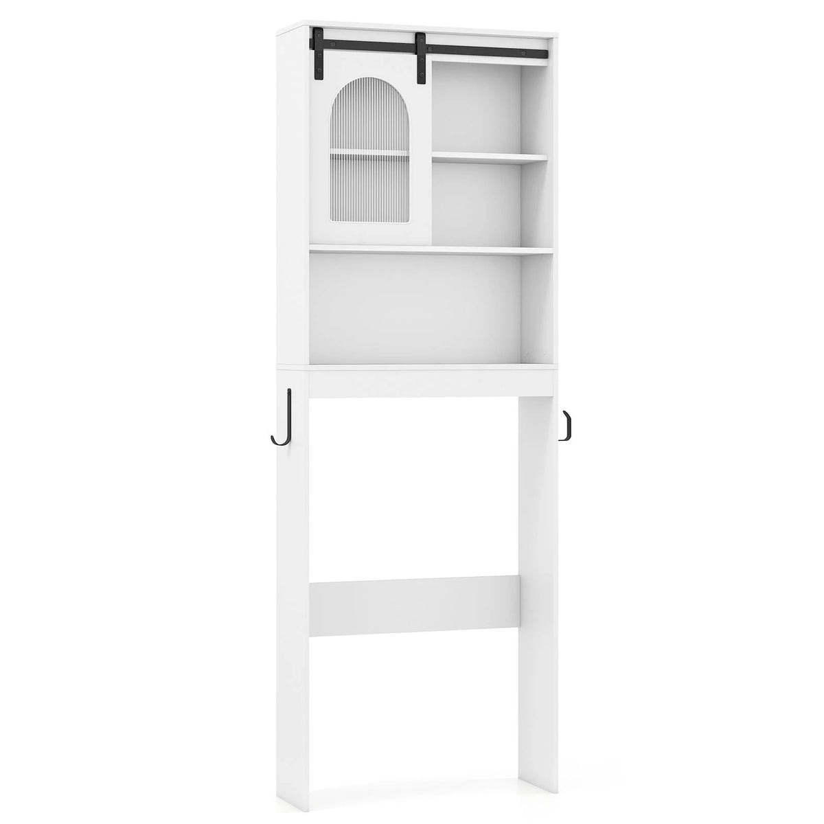 Over Toilet Storage Unit, Freestanding Bathroom Space Saver with Sliding Barn Door