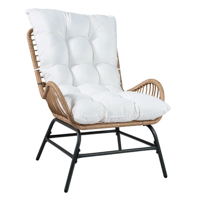 PE Rattan Leisure Chair with Cushion and Solid Metal Frame