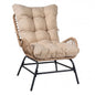 PE Rattan Leisure Chair with Cushion and Solid Metal Frame