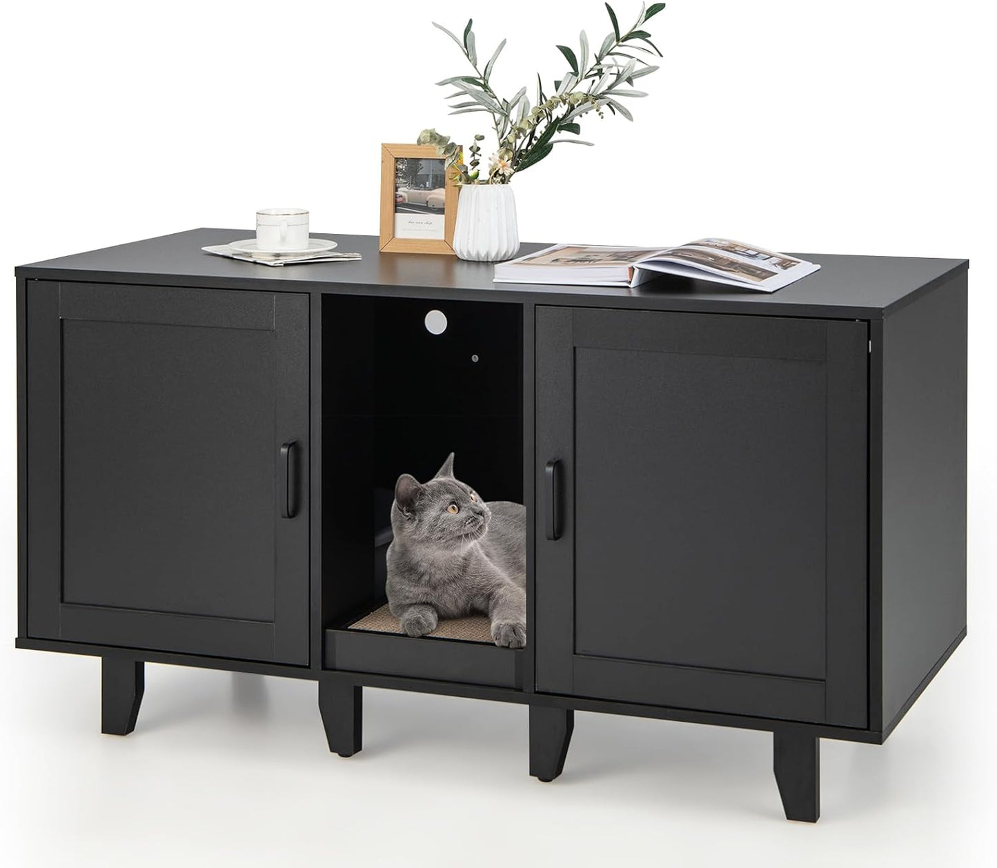 Cat Litter Box Enclosure with Scratching Board