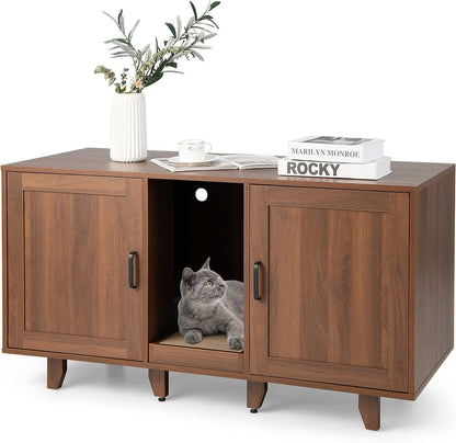 Cat Litter Box Enclosure with Scratching Board