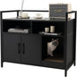 Wooden Cat Litter Box Enclosure with Compartments and Scratching Board