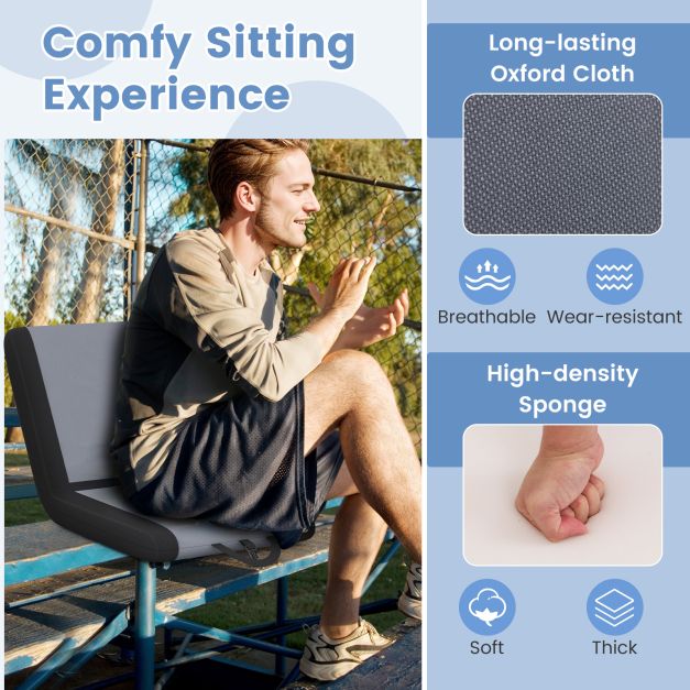 Padded Stadium Seat with Back Support and 6 Reclining Positions