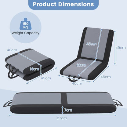 Padded Stadium Seat with Back Support and 6 Reclining Positions