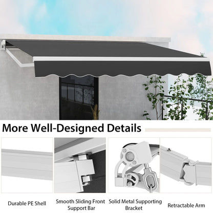 3.6 x 3 m Patio Retractable Awning with Manual Crank Handle