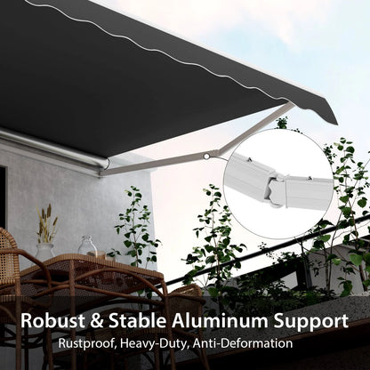 3.6 x 3 m Patio Retractable Awning with Manual Crank Handle