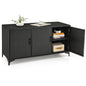 318 L Patio Wicker Storage Cabinet Deck Box with Removable Shelves