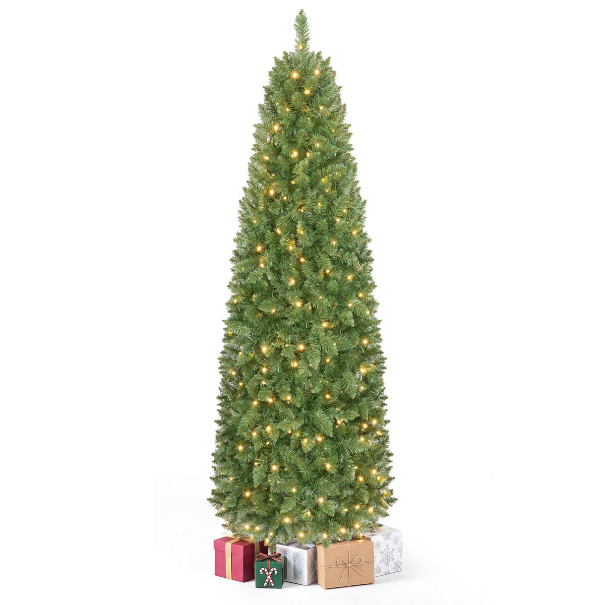 Pencil Christmas Tree with 350/250/150 LED Lights and 860/708/226 Branch Tips for Holiday
