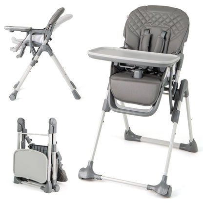 Portable Adjustable Highchair with Footrest and Detachable Tray for Babies