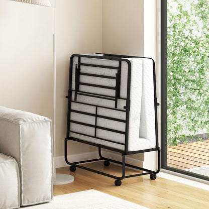 Portable Foldable Guest Bed with Heavy-duty Metal Frame and Mattress