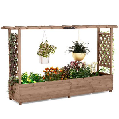 GiantexUK Raised Garden Bed with Arch Trellis & Drainage Holes