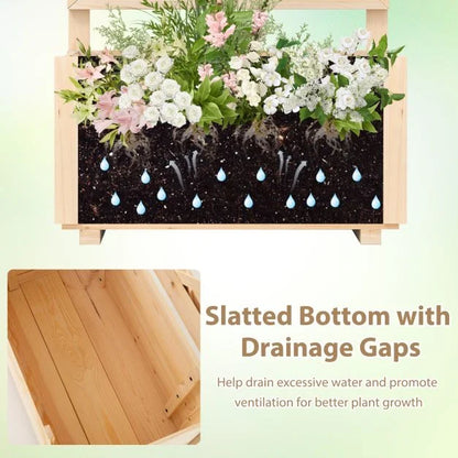 Raised Garden Bed with Lattice Trellis Wooden Elevated Planter Box
