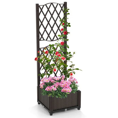 Raised Garden Bed with Trellis and Self-Watering System