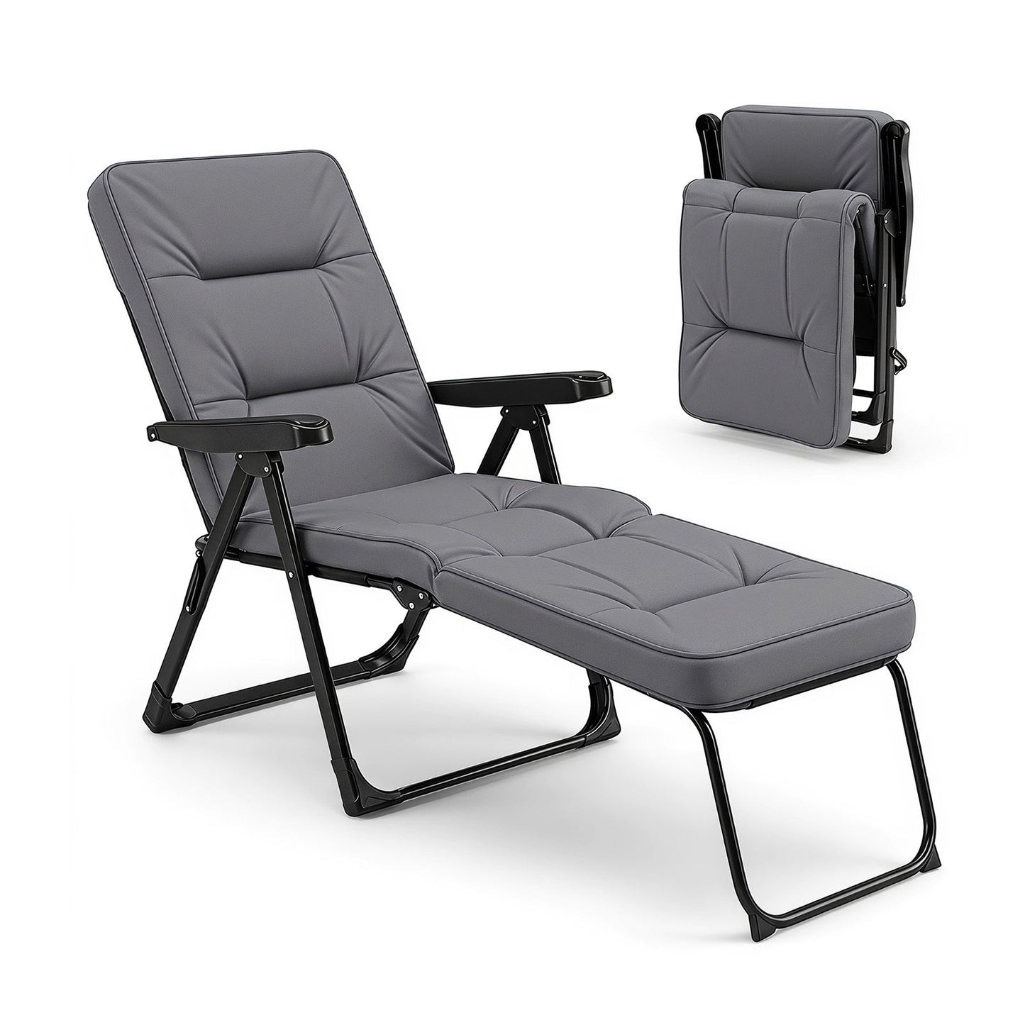 Reclining Relaxer Chair with Thick Padded Cushion for Patio