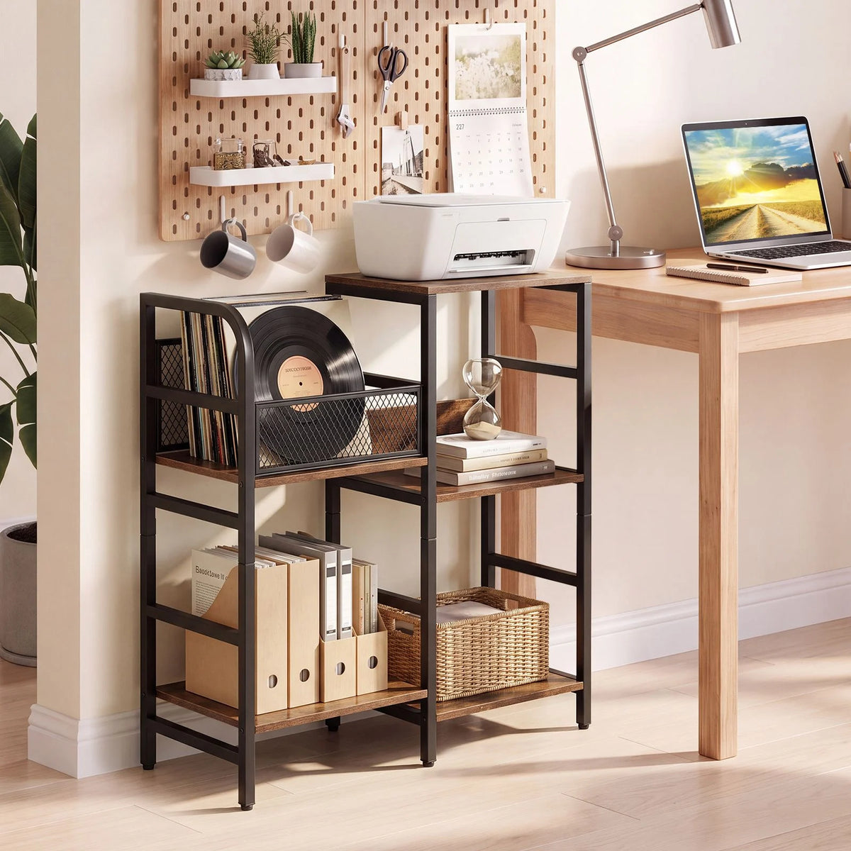 Record Player Stand Holds Up to 180-200 Albums with Vinyl Record Storage
