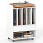 Record Player Stand On Wheels with 5 Compartments for Living Room Bedroom