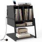 Record Player Stand with Charging Station Turntable Stand with Vinyl Storage Holder