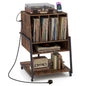 Record Player Stand with Charging Station Turntable Stand with Vinyl Storage Holder