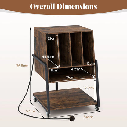 Record Player Stand with Charging Station Turntable Stand with Vinyl Storage Holder