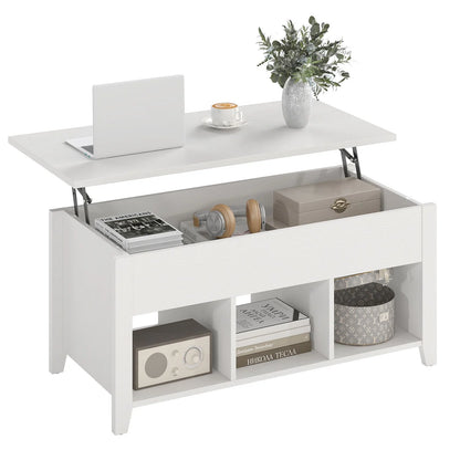 Rising Center Table with Lift Top Hidden Compartment